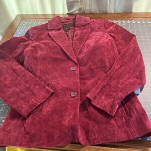 Siena Suede Leather Blazer Size 6 Burgundy